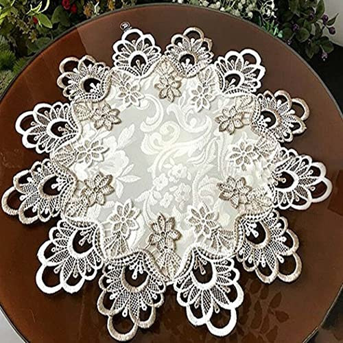 HpLive Runde Spitzentischdecke, Spitze, florale Tischdecke, staubdicht, für Picknick, Esstisch, Couchtisch, Buch, Schreibtisch, Aufbewahrung, Tischdekoration (50 cm)