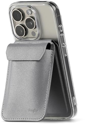 Ringke Stand Wallet Magnetic Card Holder, PU Leather Magnetic Phone Wallet with Adjustable Stand Feature, [3 Cards Space] Compatible with iPhone 15 14 13 12 Series and Megnetic Phone Cases