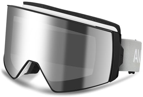 AVAWAY Skibrille Snowboard Brille Zylinder Verspiegelt Magnet-Wechselsystem OTG UV-Schutz Anti Fog Linse