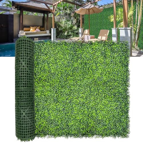 DOPGIB Artificial Boxwood Roll Panels Garden Screen Wall Decoration, 140''x 40'' (39.2 SQFT) UV-Anti Faux Ivy Leaves Grass Wall for Patio Balcony Privacy, Backyard Greenery Backdrop and Fence Decor