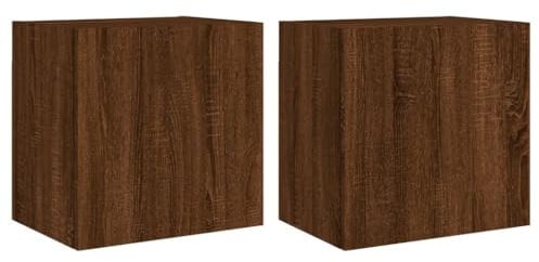 vidaXL TV Wandschrank 2 STK., TV Schrank mit viel Stauraum, Wandmontage Fernsehschrank Regal, Hängeschrank TV Möbel, Modern, Braun Eiche-Optik Holzwerkstoff