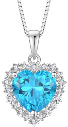 starchenie Collane Donna Argento Sterlina 925 Cuore con Pendente Blu Zirconi Collane Ciondolo Gioielli Regalo