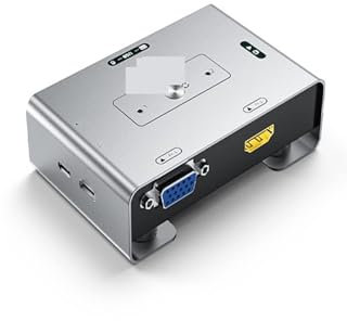 caja audio-vídeo del conmutador, Conmutador de vídeo HDMI + VGA a VGA KVM 2x1 1080P 60Hz for PC portátil PS3/4/5 Xbox a TV Monitor proyector para PC, TV, proyector, reproductor de DVD/Blu-ray ( Color