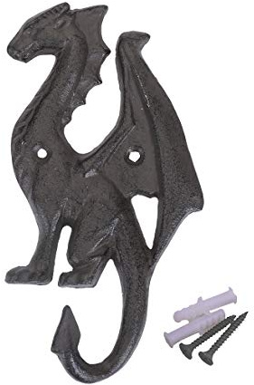 Topfunyy Gusseisen-Drachen-Wandhaken, dekorativer Vintage-Aufhänger für Mäntel, Hüte, Schlüssel und Handtücher (Dragon-IV)