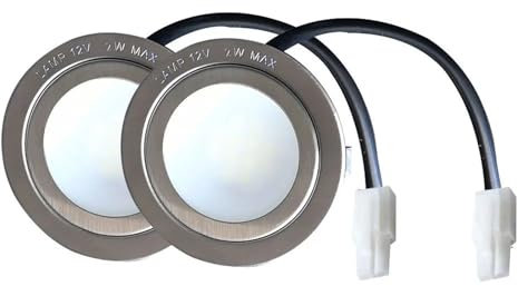 ruehalf 2-Piece DC 12V 70mm Cooker Hood LED Light 1.5W Compatible With Old Range Hood 20W Halogen Bulb Equivalent(White 6000K,EL CONNECTOR_NO)