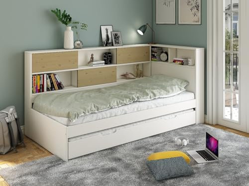Flair Furnishings Noomi Jorgi Corner Storage Bed - White And Oak