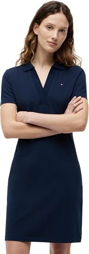 Tommy Hilfiger Damen Polokleid Slim Fit V-Neck Kurz