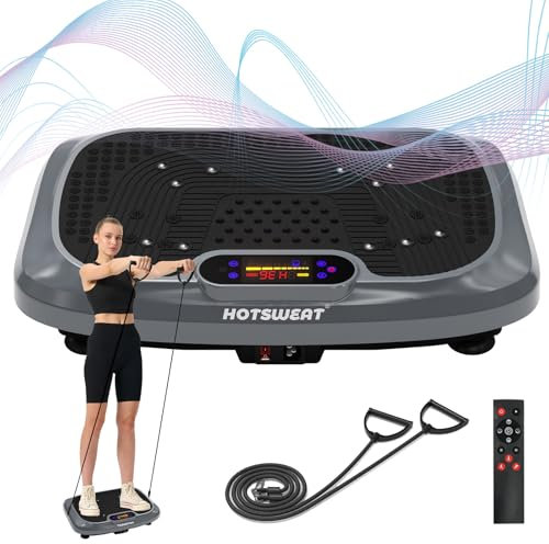 HOTSWEAT Vibration Plate Exercise Machine for Lymphatic Drainage, Power Plate Vibrating Platform, Shaker for Weight Loss, Exercise Board with 120 Levels for Home Gym