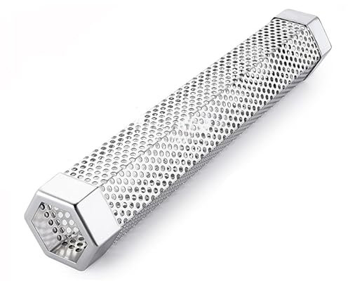 Tubo per affumicatura in acciaio inox per barbecue a gas, barbecue a carbonella e a sfera, per sapore aromatico di fumo nella carne, 31 cm