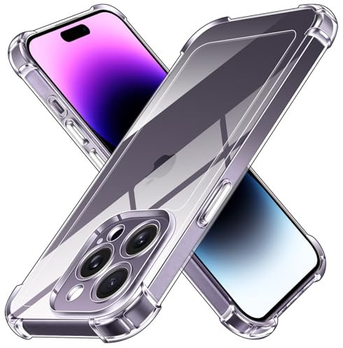 ivoler Anti-Amarillo Clara Funda para iPhone 14 Pro MAX 6.7 Pulgadas con Cojín Esquina Parachoques, [Protección Militar] Carcasa Protectora Antigolpes Transparente Anti-Arañazos Duro Bumper Case