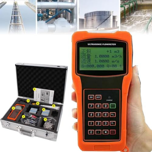 Handheld Ultrasonic Flow Meter TUF-2000H Portable Handheld Ultrasonic Flow Meter with Clamp On Sensor(DN15-6000mm) Water Flowmeter with Clamp-on Transducers for Industrial,DN15-100