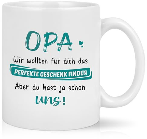 Livole Opa Geschenk Weihnachten - Opa Wir wollten für Dich das perfekte Geschenk finden - Geschenke für Opa, Großvater Vatertag, Oma und Opa Tasse Lustig, 11oz 325ml Keramik Kaffee Tasse, Kaffeebecher