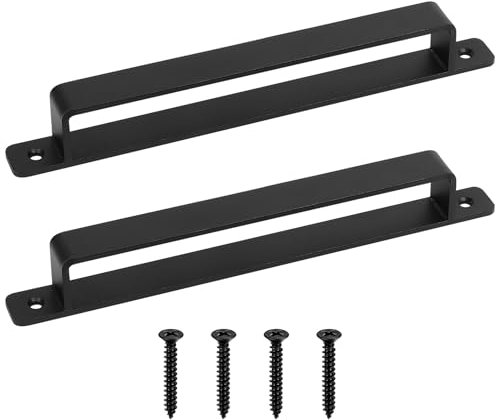 SiGuLiKeJi 2 Pcs Tirador Puerta Corredera, Tirador Puerta Exterior, Tiradores de Puerta de Granero, Manillas Puertas Interior, Tiradores Puertas Correderas para Puerta de Armario Muebles(Negro,286mm)