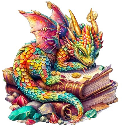 Funnli Holzpuzzles für Erwachsene und Kinder,Einzigartige Tierförmige Holz-Puzzle (Juwelen-Drache), Puzzle aus Tierteilen