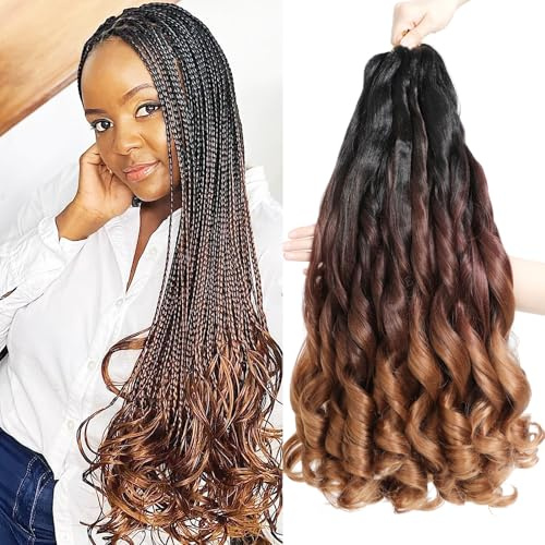 8 Packs 18 Inch 1B3330# 18 Inch Curly Braiding Hair Crochet Braids Hair Extensions