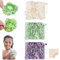 MOSYFEIBI Loufee - Gant de toilette en luffa 2 en 1 - Peut contenir un savon - Boule de douche en maille pour le corps et la peau lisse - Serviette de vaisselle en luffa (blanc, vert, violet)