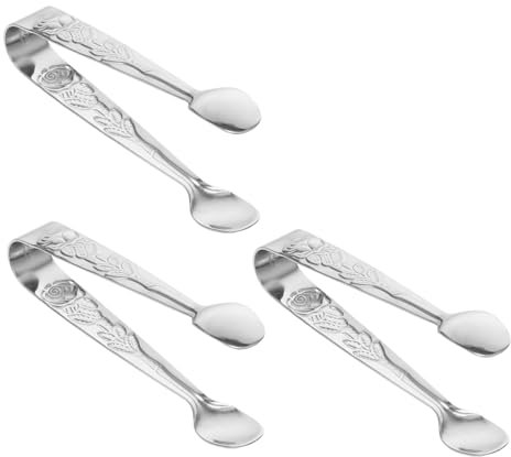 MOLUCKFU 3stücke Edelstahl Eiszangen Mit Rosenmuster Servierzangen Für Eiswürfel Kekse Und Zuckerwürfel Robuste Küchenzangen Mit Glatten Kanten Vielseitig Für Bar Party Und Haushalt