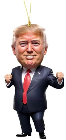 JUCHRZEY Patriotischer Donald Trump 2024 Weihnachtsschmuck, 2D-Acryl-Weihnachts-Trump-Ornamente 2024 Weihnachtsbaum-Anhänger, lustiger Donald Trump-Anhänger, Weihnachtsbaumschmuck-Anhänger