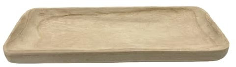 Vassoio dritto in legno di Paulownia, finitura grezza e tonalità legno chiaro, Zen e natura, lunghezza 45 cm