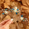 IYOU Blume Hochzeit Haarnadeln Blau Perle Braut Haarteil Blatt Strass Gast Brautjungfer Haarschmuck für Frauen(3 Stück)