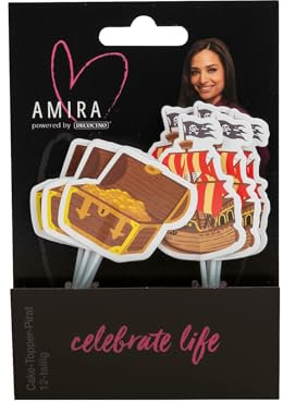 DECOCINO meets AMIRA - Cake-Topper Pirat 12-tlg - Party, Geburtstag, Piraten, Kindergeburtstag, Schatz, Schatzkiste, Schiff, Jungs