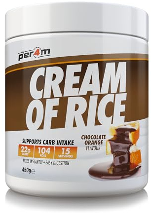 Per4m Protein Cream of Rice | Easy-to-Digest Complex Carbohydrate | Gluten-Free, Plant-Based Smooth Rice Porridge | Ideal Pre- or Post-Workout (450g (Pack of 1), Chocolate Orange)