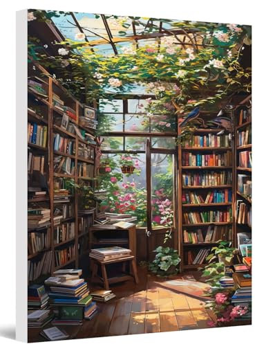 LZLHDE Malen Nach Zahlen Erwachsene mit Rahmen, Paint by Numbers Adult Blumenzimmer Knitterfreie Leinwand Bilder, Diy GemäLde Kit mit Pinsel und Acrylfarbe Als Geschenk für Wanddeko 40x50 cm