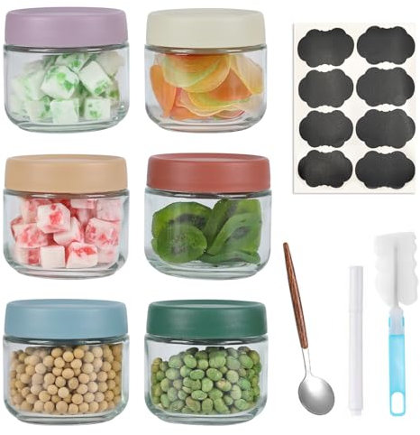 Liliume 6 Pack Overnight Oats Gläser 300ml Meal Prep Gläser with Luftdichte Dichtung für Snacks Joghurt(300ml*6)
