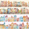 CGLRybO Washi Tape Vintage Stadt Gebäude Washi Sticker Stadt Landschaft PET Tape 2 Rollen Nordic Town Dekoratives Klebeband Wasserfeste Aufkleber DIY für Bastelarbeiten, Scrapbook Zubehör