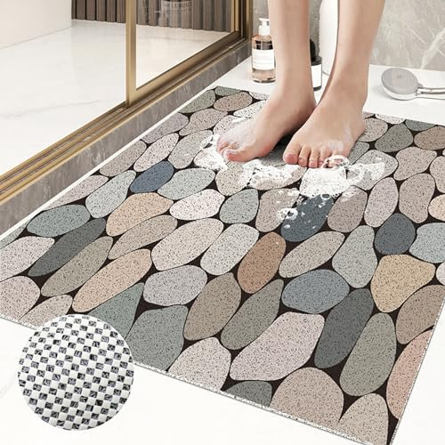Tapis de Douche antidérapant 120x80 cm Grand Tapis de Baignoire en PVC Doux et Confortable avec Trous de Drainage, très perméable à l'eau, Convient pour Les Zones humides