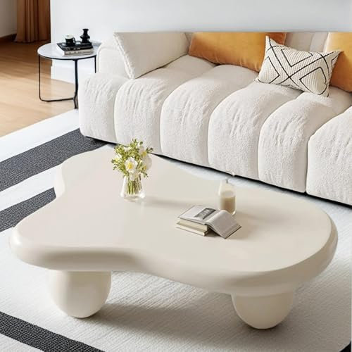 Table basse minimaliste en bois de forme libre irrégulière avec 3 pieds Table centrale pour salon 120 cm