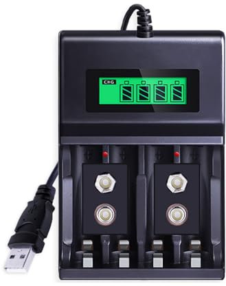 LfrXtra Adaptador Carga Batería 4SLOT para Adaptador Carga Baterías Recargables 9V 2A/3A con Pantalla LCD Y Características Seguridad