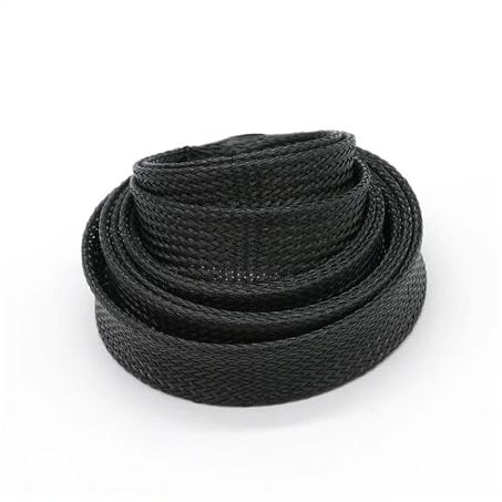 BODOBTF Manchon tressé isolé et extensible - 2/4/6/8/10/12/14/16/20/25/30/40 mm - Manchon de protection haute densité - Noir - 35 mm - 5 m
