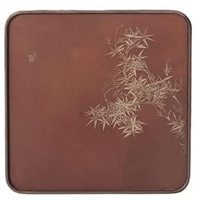 Copper Tea Serving Tray - Qianli Jiangshan Walnut Dry Tea Tray for One Small Dining & Lap Trays - Perfect for Tea Lovers Elegant Design & Practical Use (AS)