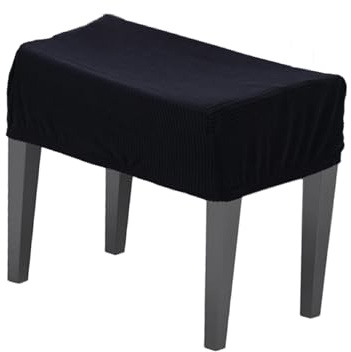 Klavierhockerbezug aus Polyester Elastisch Schwarz für Rechteckige Sitzbank | Vollumhüllend und Einfach Anzubringen, Schlichtes Design, Passend für Feier und Zeremonie