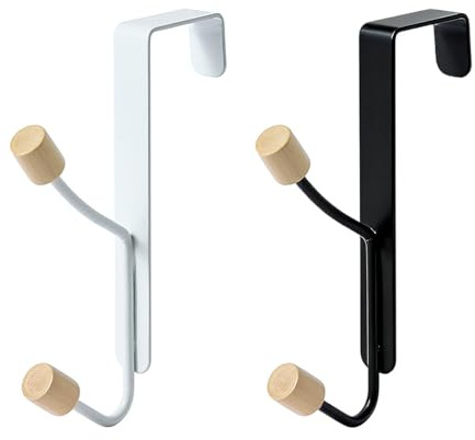 xiluuyou Over Door Hook 2-Pack, Over The Door Towel Hanger for Coat, Sturdy Metal Hooks, No Drilling Required for Bedroom Bathroom Hallway