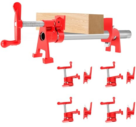 Lot de 4 serre-tubes en bois, 8,4 x 4,5 cm, clip à ressort à blocage rapide avec pieds de support, serre-joints pour tuyau, tuyau, câble, tuyau d'eau familial