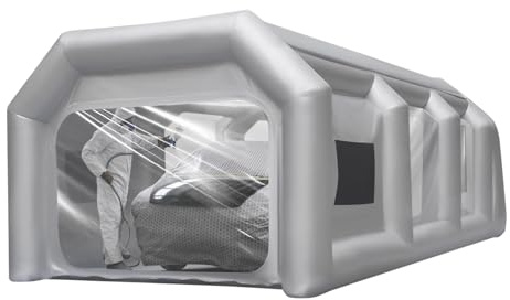Gdetnysty Cabine de pulvérisation gonflable portable de 13 pieds - Tente gonflable - Gris - Pour voiture, moto, peinture, loisirs, atelier, garage, extérieur, stockage rapide, filtre à carbone