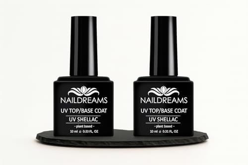 NAILDREAMS UV Base & Top Coat Unterlack und Überlack für Nägel Top Coat Gel UV Extra Shine UV Base Coat Long Lasting 2 x 10ml