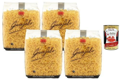Italian Gourmet Farfalline Pasta 4 x 500 g – kleine Schleifenpasta aus Hartweizengrieß, ideal für Salate & Saucen, Vorratspack für Familie + Italian Gourmet Polpa