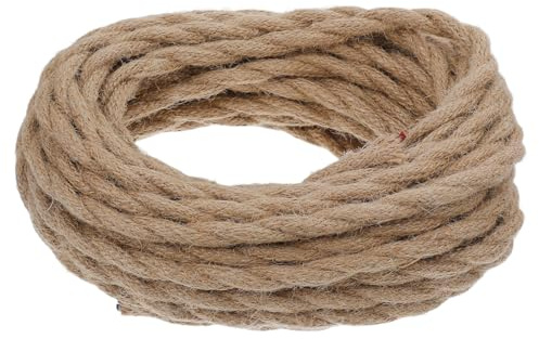 VILLCASE Câble d'alimentation Vintage Torsadé en Chanvre 2x0,75mm² 10m pour Lampe Suspendue et Lustre, Cordon Lumineux Électrique Robuste Ignifugé Flexible pour Éclairage Décoratif
