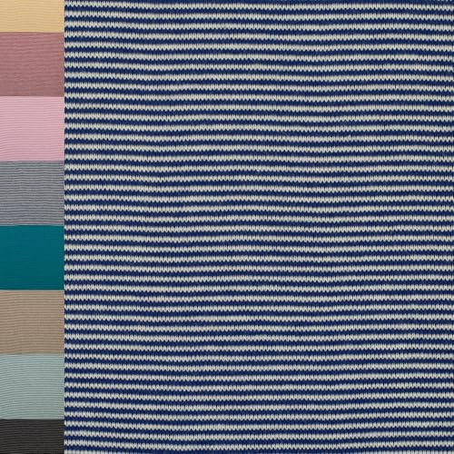 MAGAM-Stoffe Anni Ringel Bündchenstoff Feinstrick Oeko-Tex Meterware 50cm (1mm dunkelblau weiß)