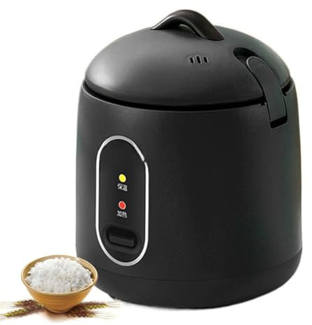Mini Compact Black Rice Cooker – 1.2L Automatic with Keep Warm & Steamer black