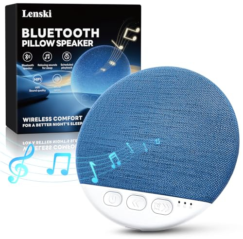 Lenski Kissenlautsprecher Bluetooth Kleine Geburtstagsgeschenk für Männer | Entspannung Geschenke für Männer & Frauen, 2026 Kopfkissen Lautsprecher mit Weißem Rauschen für Tiefschläfer Seitenschläfer