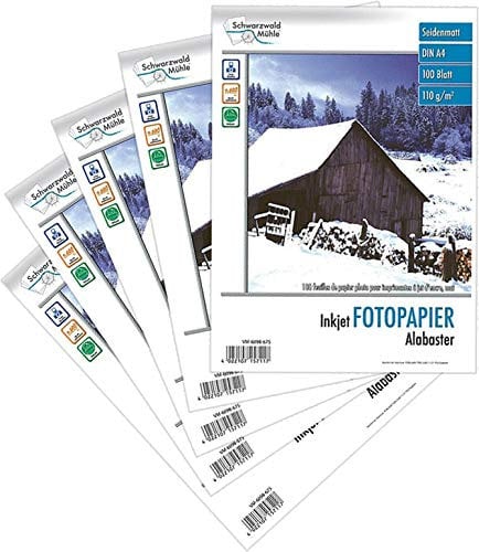 Schwarzwald Mühle Fotopapier: 500 Blatt Alabaster matt 110 g/m²A4 (Druckerpapier A4, Fotopapier Drucker, beidseitig bedruckbar)
