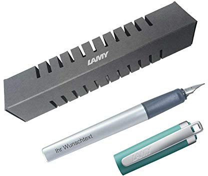 Lamy Füllfederhalter nexx M, Modell 94, Farbe opal green, Feder LH, inkl. Laser-Gravur, für Linkshänder