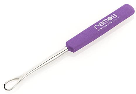 REMOS Cure-oreilles en acier inoxydable pour enlever le cérumen 7 cm violet