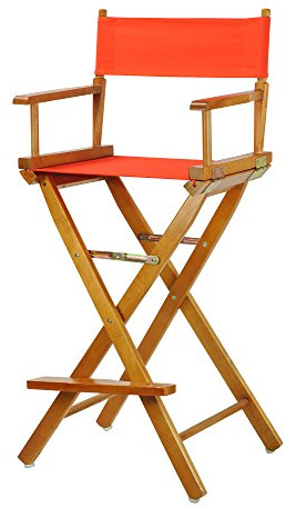 Casual Home 30 Director's Chair Honey Oak Frame-with Orange Canvas, Bar Height