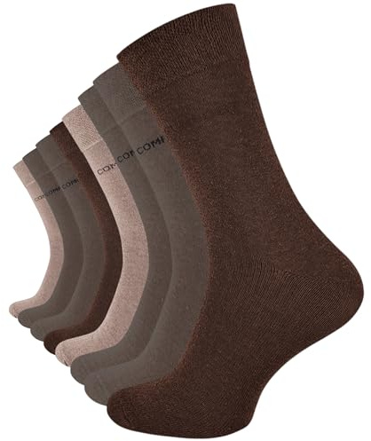 VCA 8 Paar Herren COMFORT Socken, ohne Gummibund, Baumwolle mit Elasthan in verschiedenen Farben (43-46, Braun)