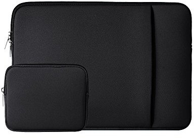 RAINYEAR 15 Inch Laptop Sleeve Case with Pocket & Accessories Pouch, Compatible with 15.4 MacBook Air M2 M3 M4 A2941 A3114 A3241, 15 Notebook Computer Chromebook(Black)